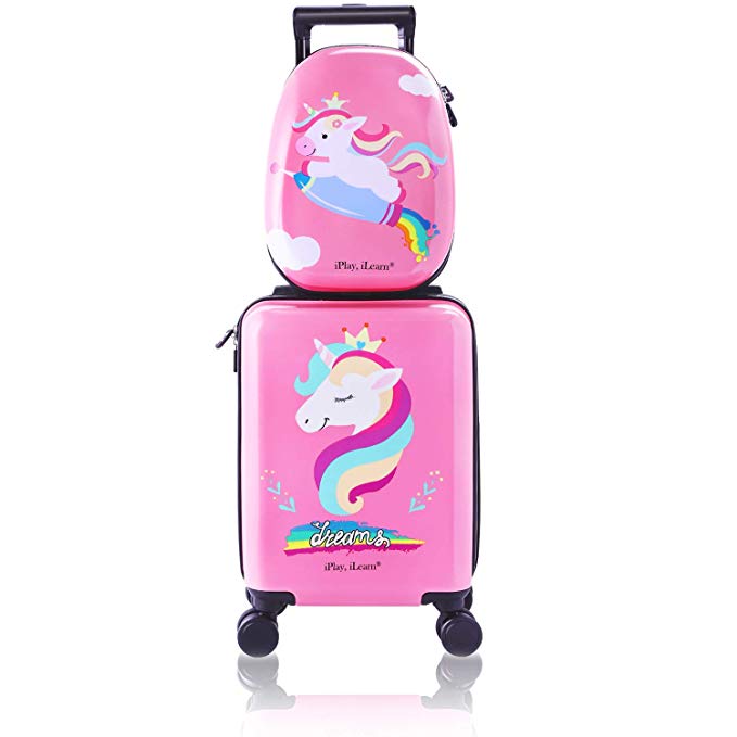 Unicorn Kids Carry on Luggage Set, Girls Travel Suitcase